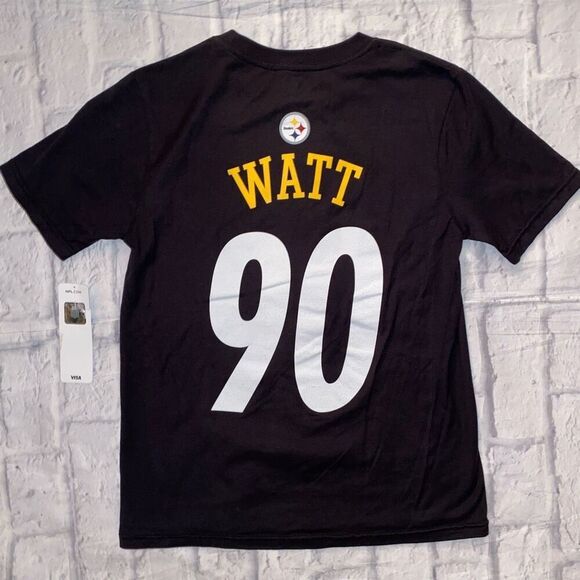 NFL team apparel youth M Pittsburgh Steelers Watt short sleeve Crewneck t-shirt - Picture 4 of 4